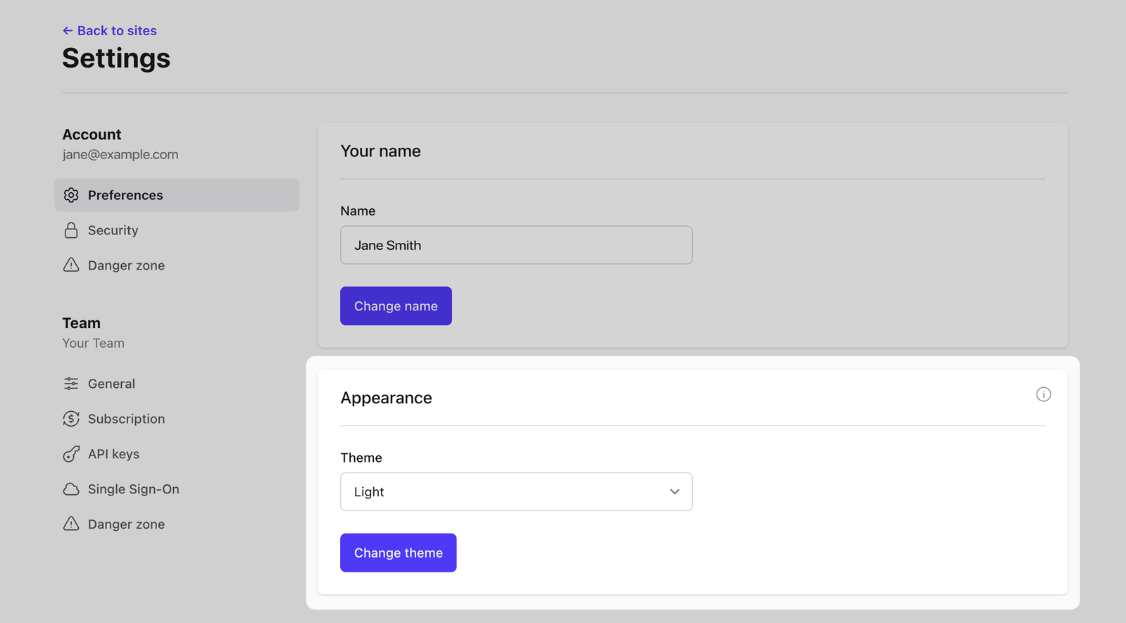 Choose between dark or light theme
