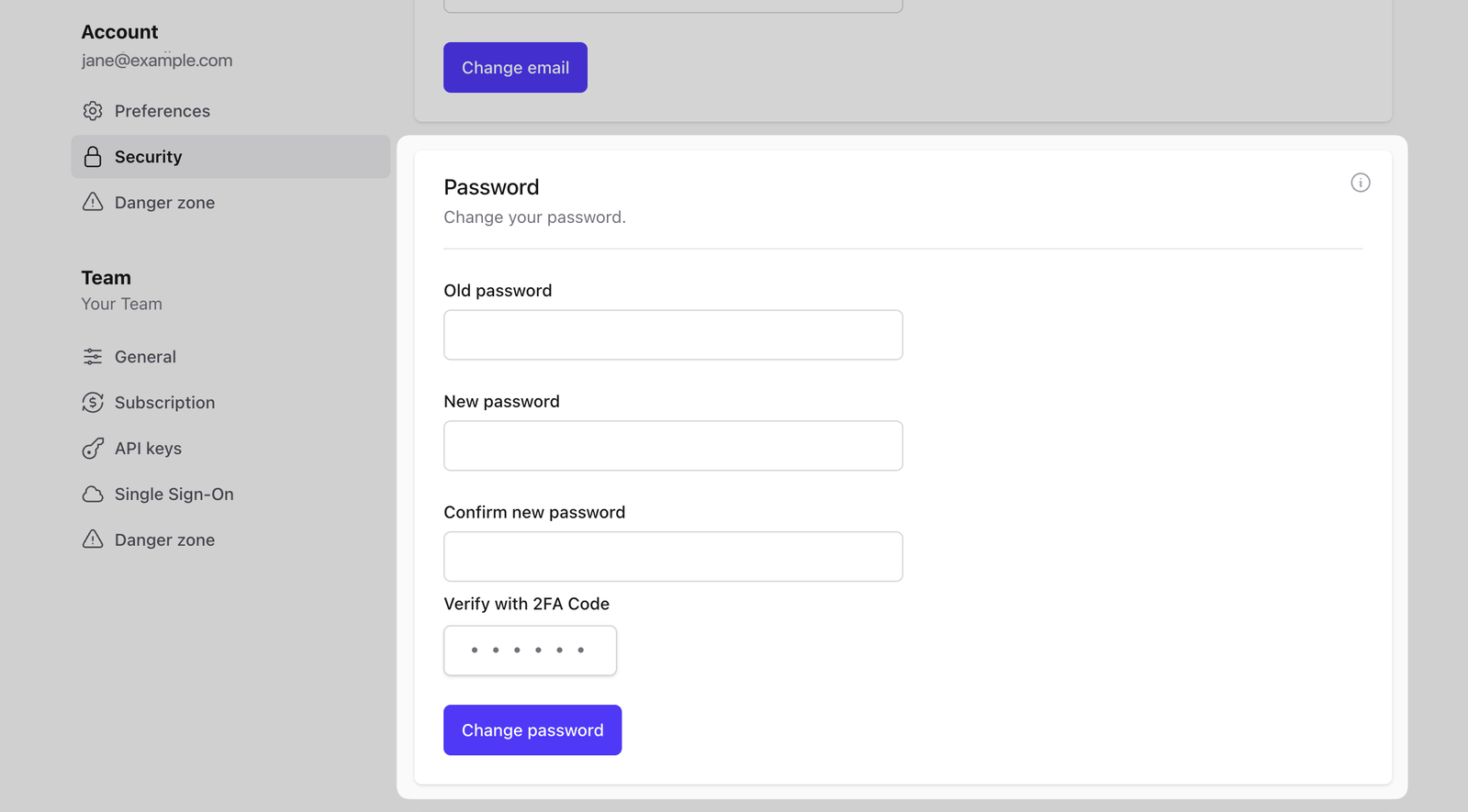 Change your account password